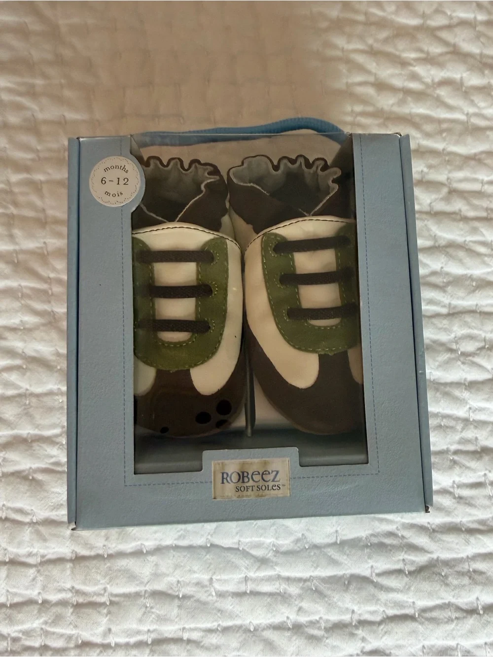 Robeez “All Star Rodney” Green and White Baseball Baby Shoes - Soft Soles NWT